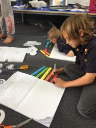 05 Students carefully copied their compliments from their books to the coloured strips 2