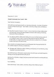 Ohaaki 2016 letter to parents